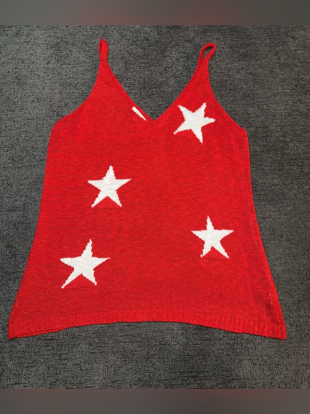 Maurices Star V Neck Sweater Tank Top Red White Size Large Patriotic - Picture 2 of 10